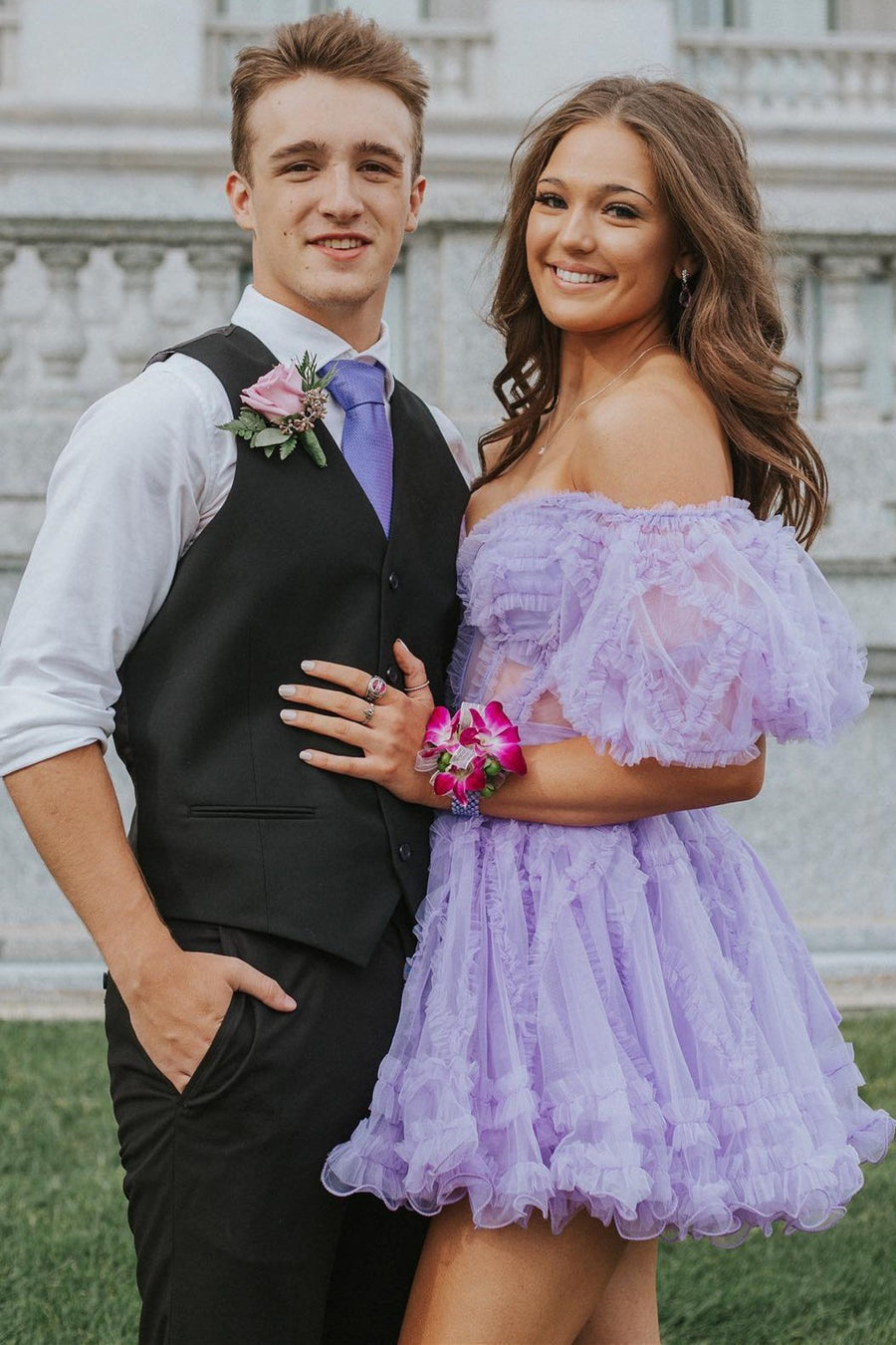 Naomi | A Line Off the Shoulder Tulle Homecoming Dress - Cocktail Dress - DYAVOR®