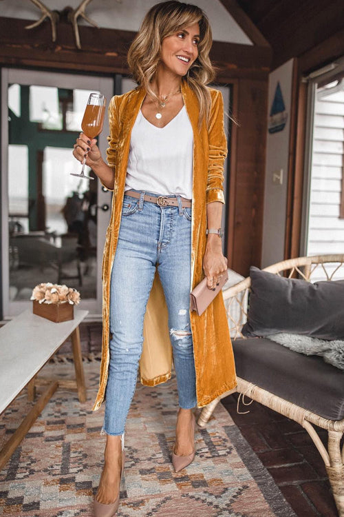 Live In Joy Velvet Long Sleeve Coat - 7 Colors - Top - DYAVOR®