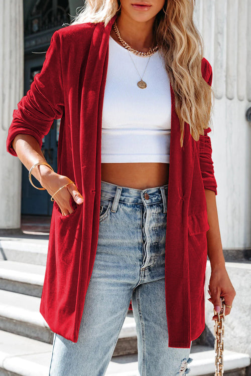 Officially Impressive Velvet Long Sleeve Blazer - 7 Colors - Top - DYAVOR®