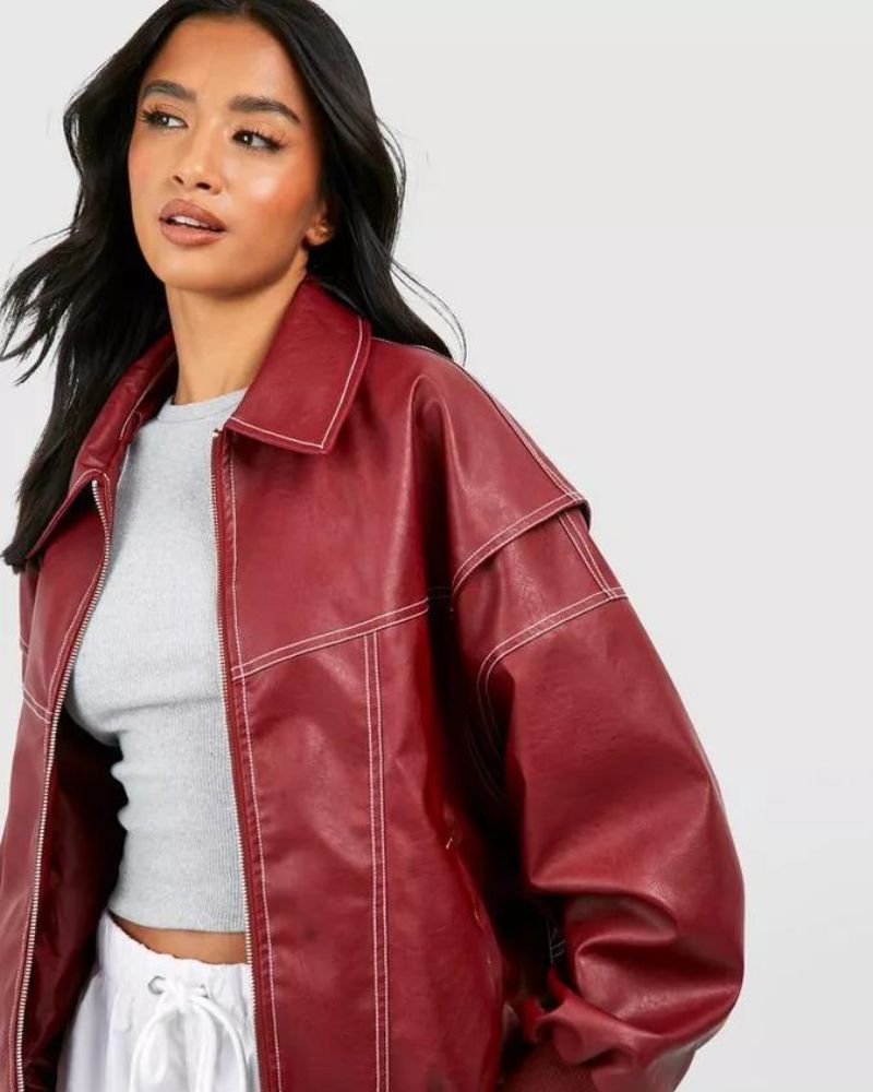 Chic leather bomber jacket for women - khalil - - DYAVOR®