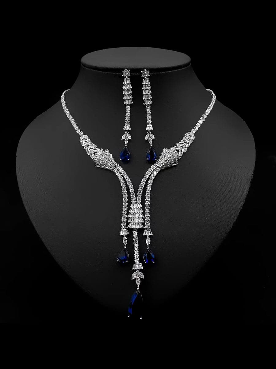 Luxury Waterdrop Zircon Necklace Earrings Set MSN110817 - Jewelry Set - DYAVOR®