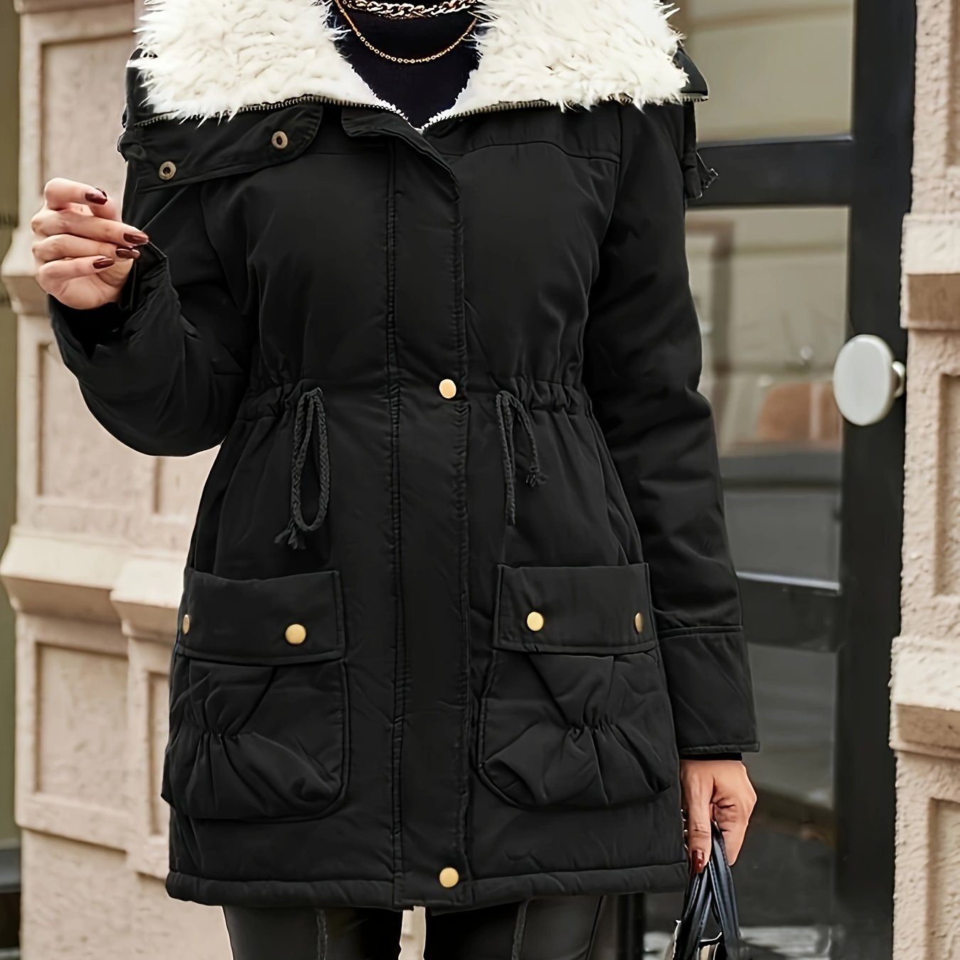 Sophie | Warm zippered faux fur coat with drawstring waist - 07/112024 1 - DYAVOR®