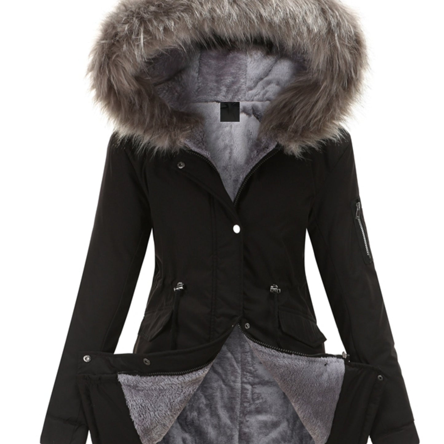 Nina | Zippered fuzzy hoodie parka jacket - 07/112024 1 - DYAVOR®