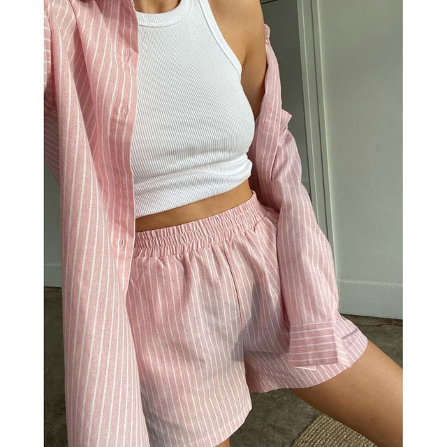 Elegant Cotton Two-piece Set | Casual Short Sleeve Outfit for Women - 11/162024 1 - DYAVOR®