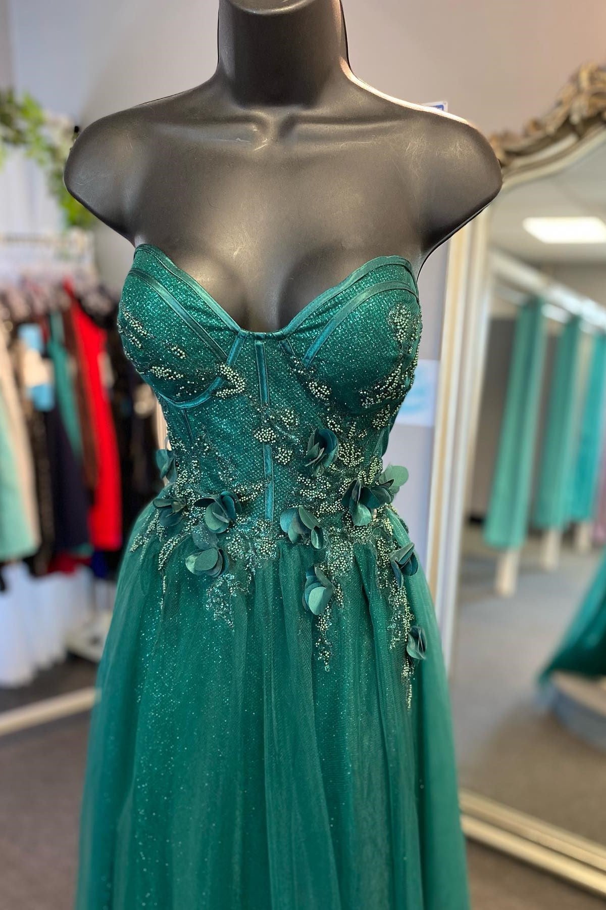 Tulle 3D Floral Lace Sweetheart A-Line Prom Dress with Slit - Prom Dress - DYAVOR®