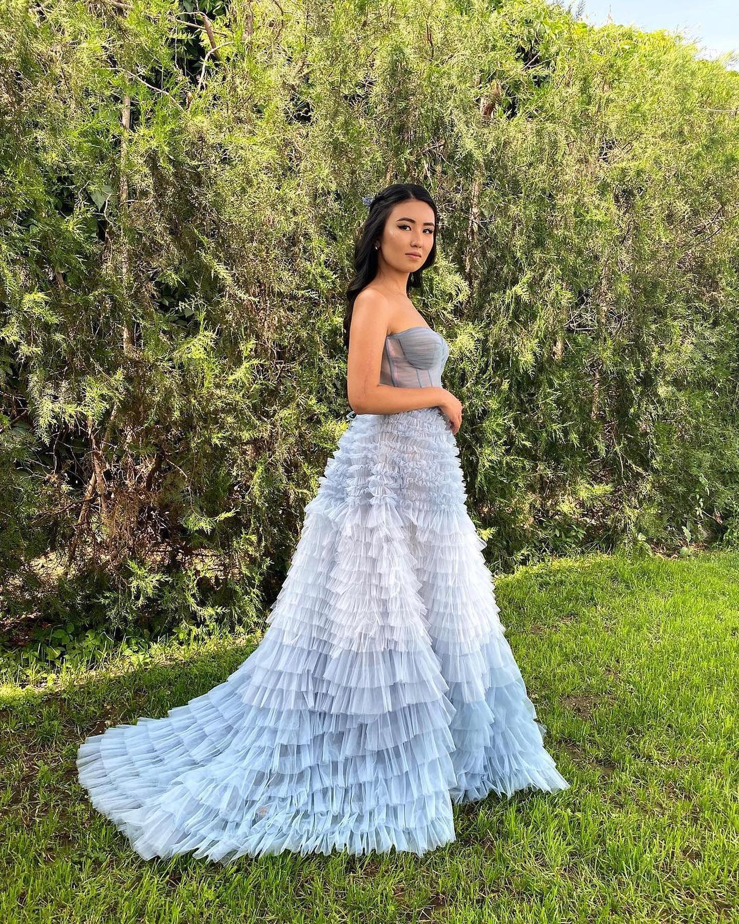 Kaia |A Line Sweetheart Tiered Ruffled Tulle Long Prom Dress - Prom Dress - DYAVOR®