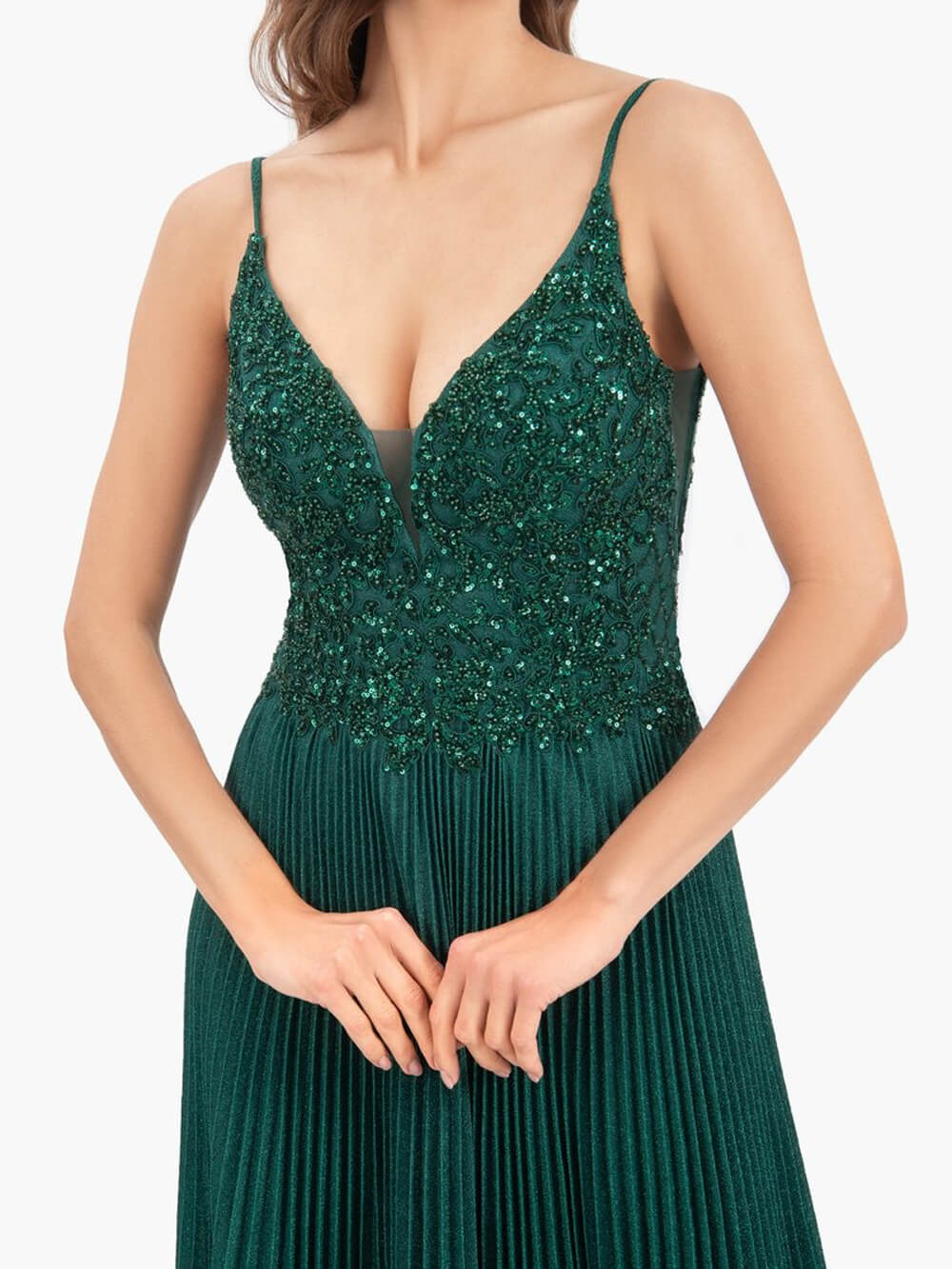 Elizabeth Rose Pink | A-line Floor Length Glitter Jersey Prom Dress with Appliques and Sequins - Prom Dresses - DYAVOR®