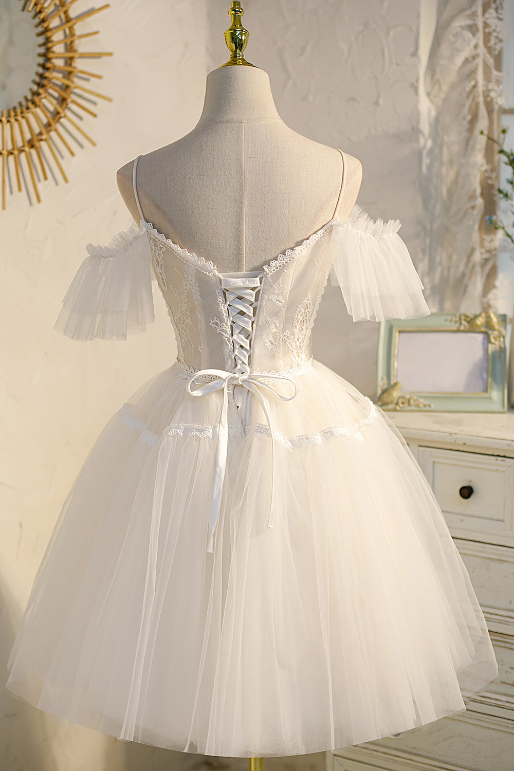Maggie |A-line V Neck Spaghetti Straps Tulle Homecoming Dress - Homecoming Dress - DYAVOR®