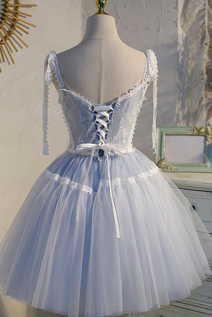 Eudora |A Line Tulle Lace V Neck Homecoming Dress - Homecoming Dress - DYAVOR®