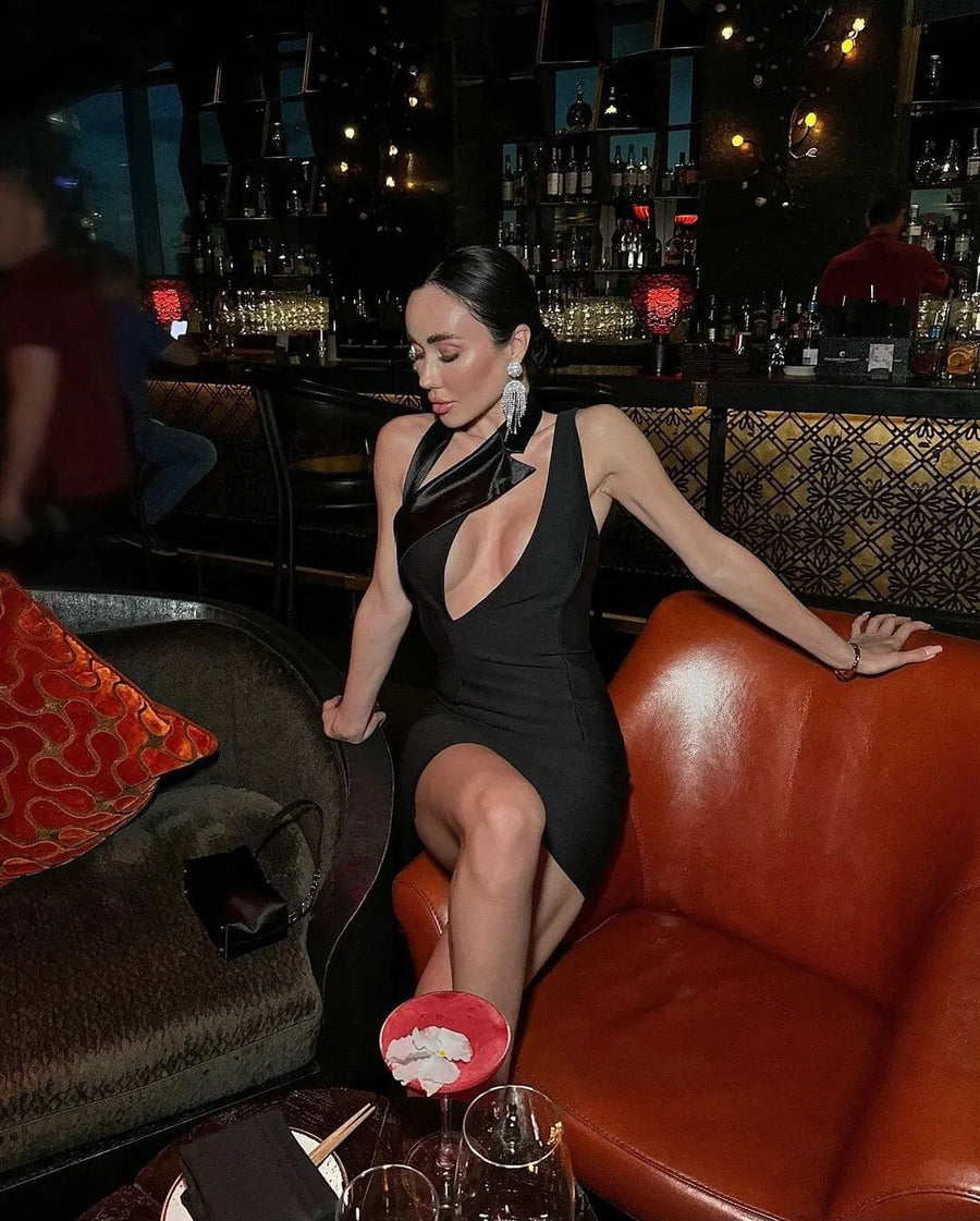Asymmetric Neckline Mini Dress - - DYAVOR®