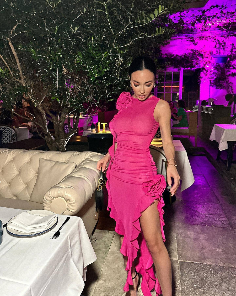 Ruffles Transparent Pink Dress - - DYAVOR®