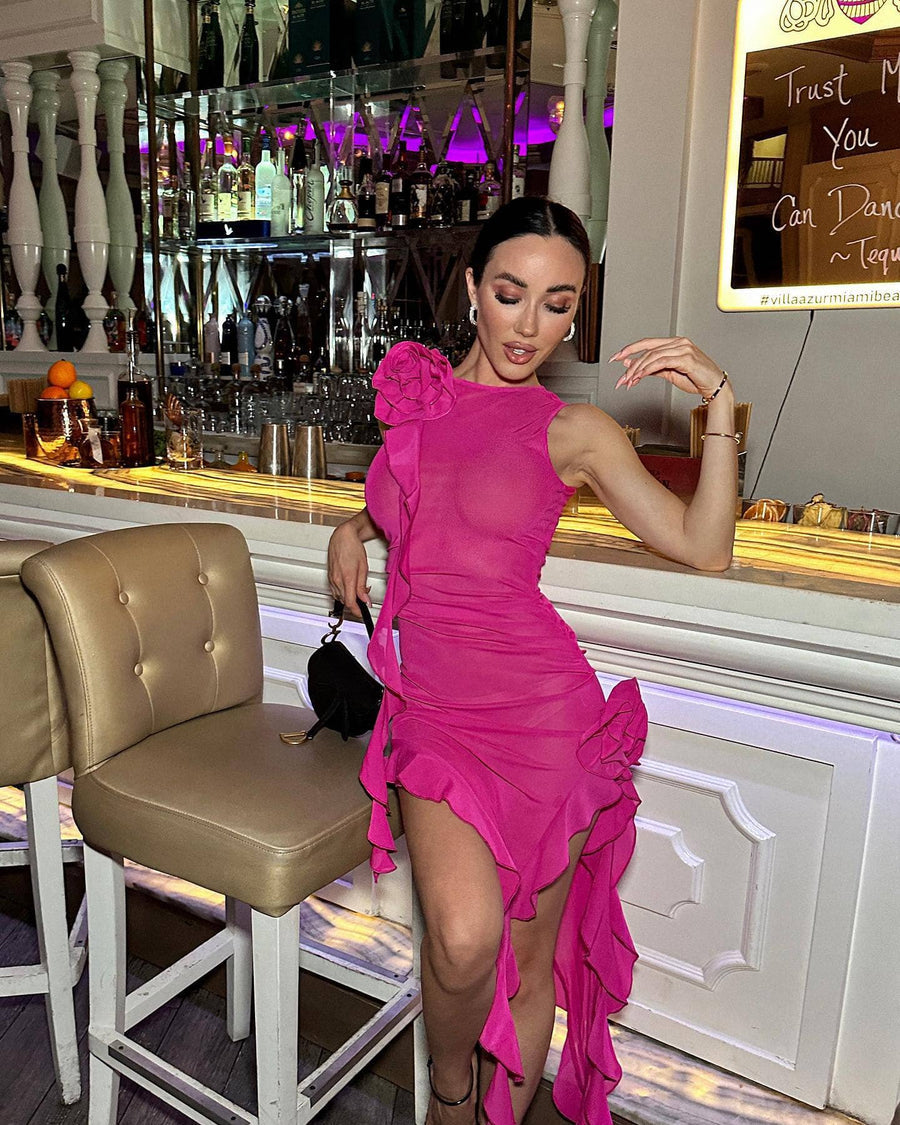 Ruffles Transparent Pink Dress - - DYAVOR®