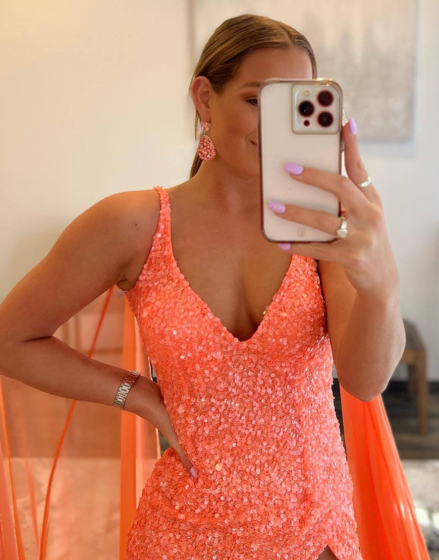 Lorelai |Mermaid V Neck Sequin Prom Dress with Slit - Prom Dress - DYAVOR®
