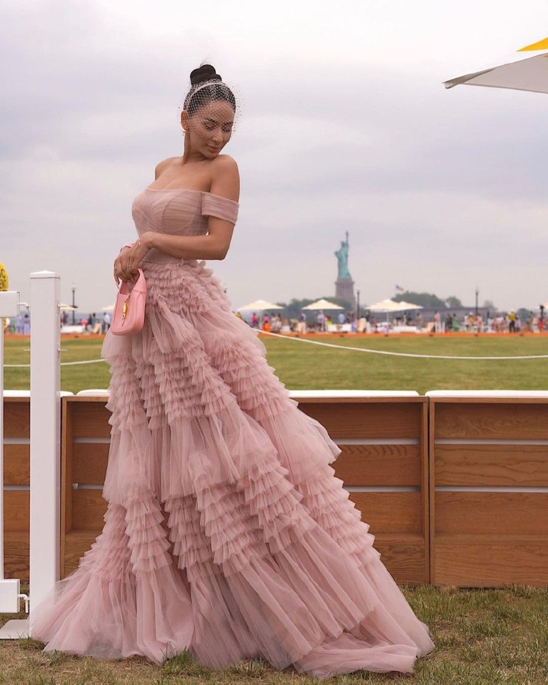 Zariah | Blush Princess A line Off Shoulder Ruffled Tulle Prom Dress - Prom Dress - DYAVOR®