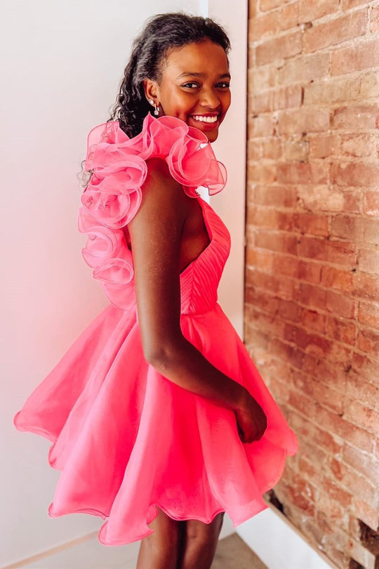Nerissa |A Line Organza V Neck Homecoming Dress - Homecoming Dress - DYAVOR®