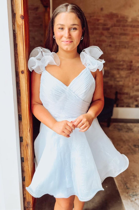 Nerissa |A Line Organza V Neck Homecoming Dress - Homecoming Dress - DYAVOR®