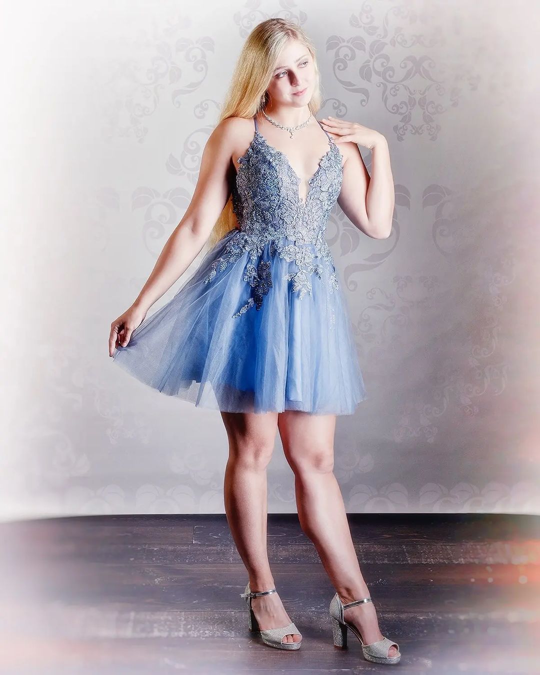 Anya | A Line Applique BlushTulle Short Homecoming Dress - Homecoming Dress - DYAVOR®