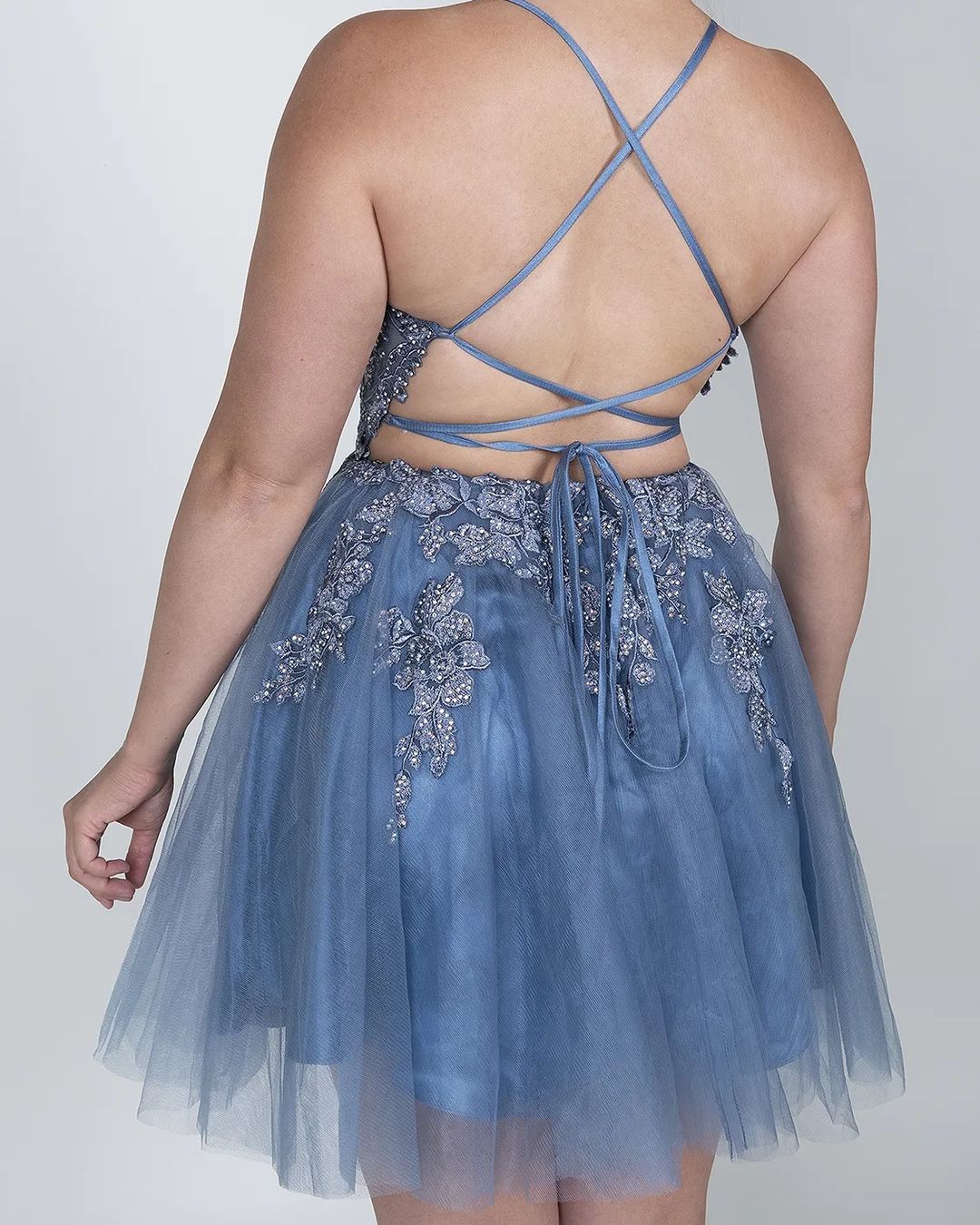 Anya | A Line Applique BlushTulle Short Homecoming Dress - Homecoming Dress - DYAVOR®