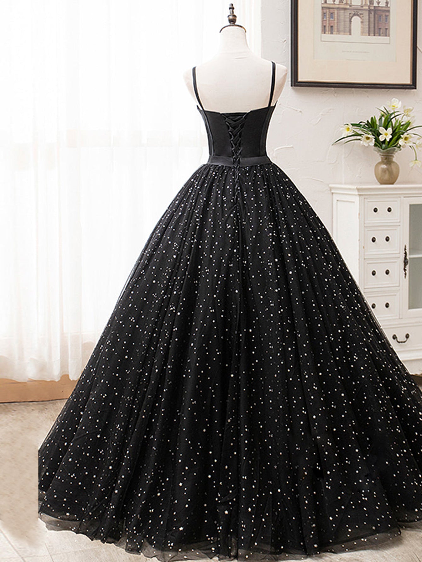 V Neck Glitter Black Long Prom Dress - Prom Dress - DYAVOR®