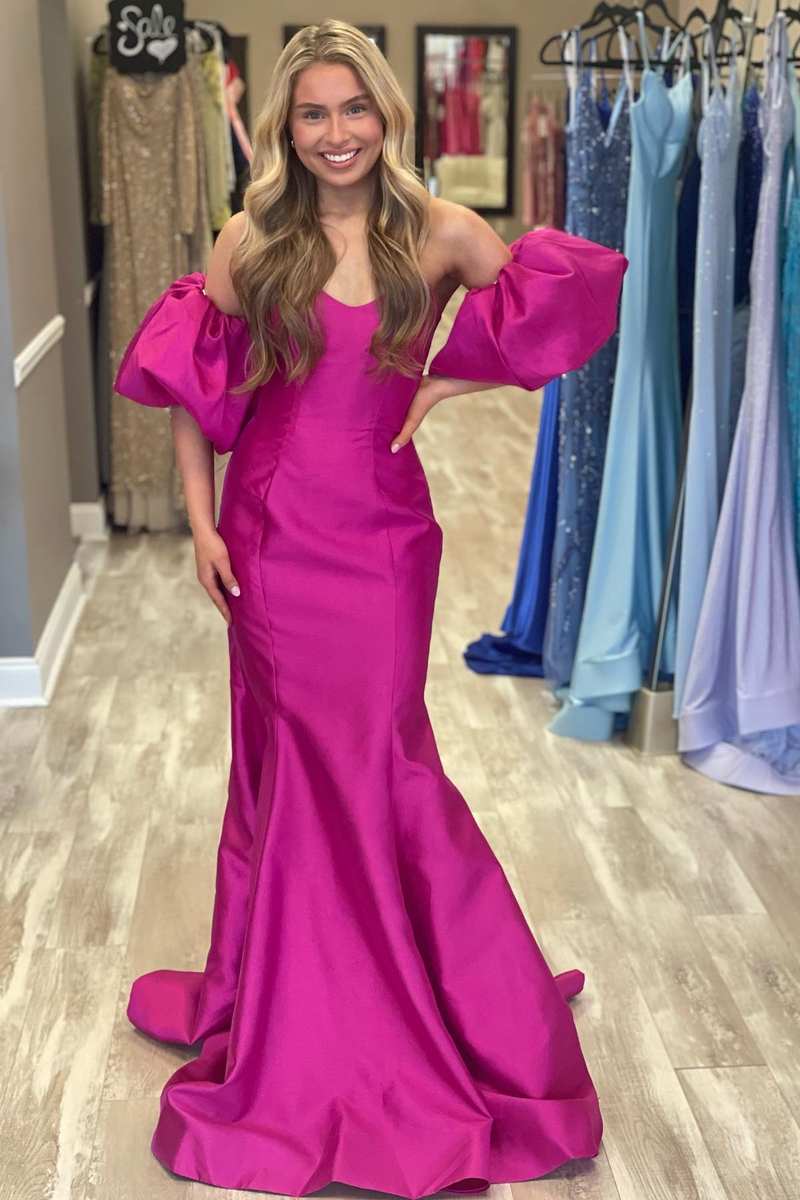 Magenta Satin Strapless Trumpet Long Prom Dress - Prom Dress - DYAVOR®