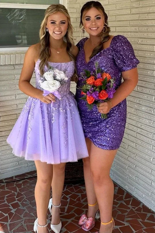 Petunia |A-Line Tulle Lace Homecoming Dress with Appliques - Homecoming Dress - DYAVOR®