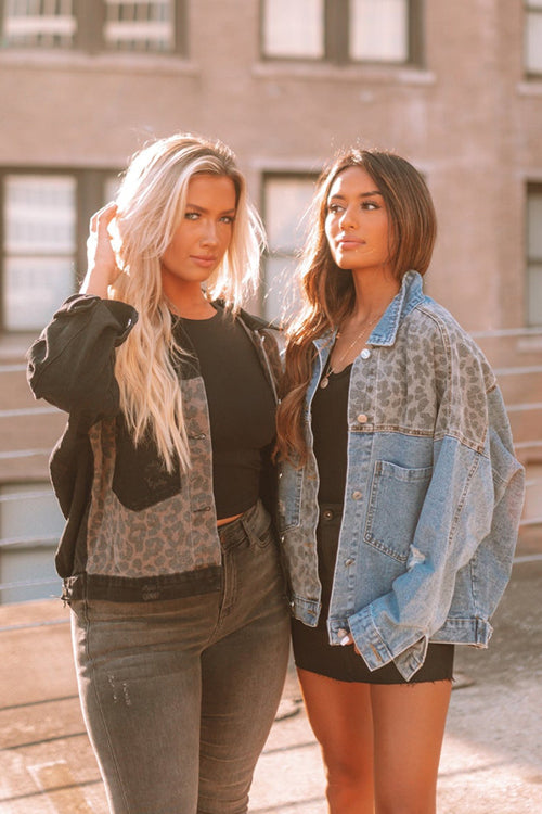 Let's Rocket It Leopard Print Denim Jacket - Top - DYAVOR®