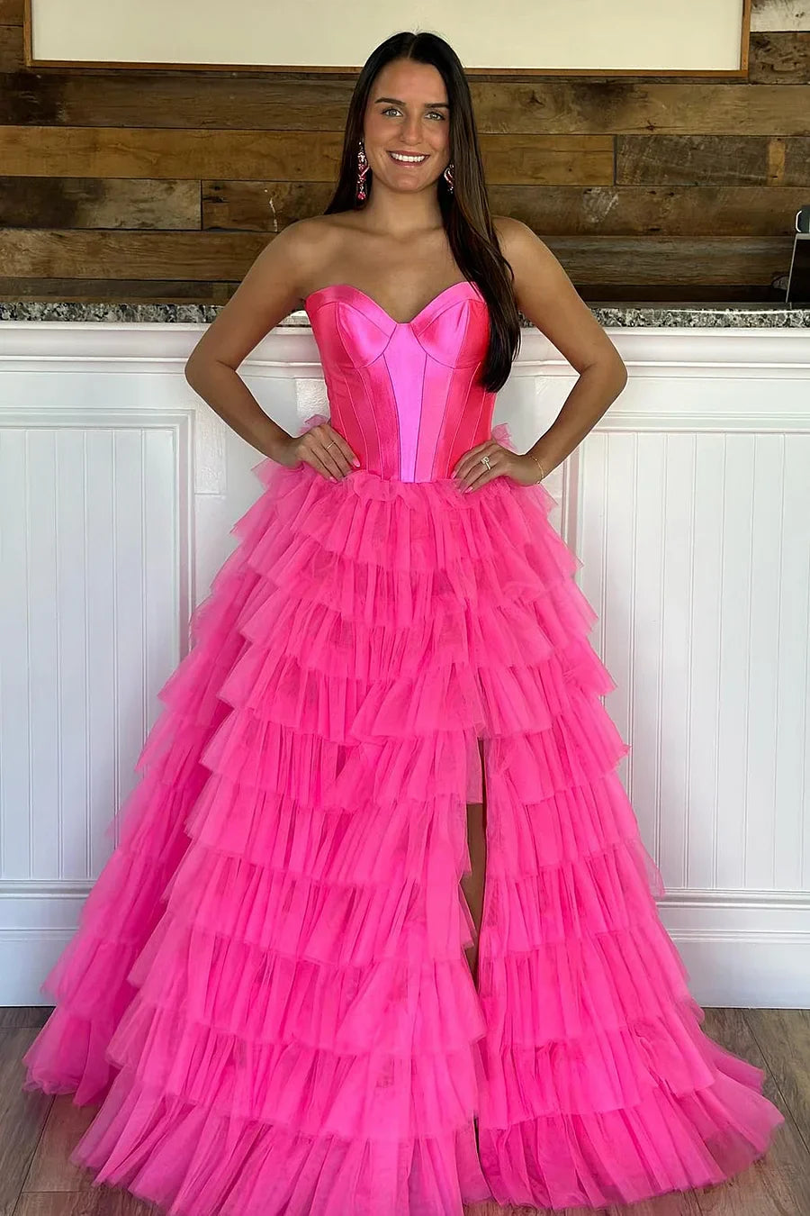 Harmony |A-Line Sweetheart Tiered Tulle Prom Dress with Slit - Prom Dress - DYAVOR®