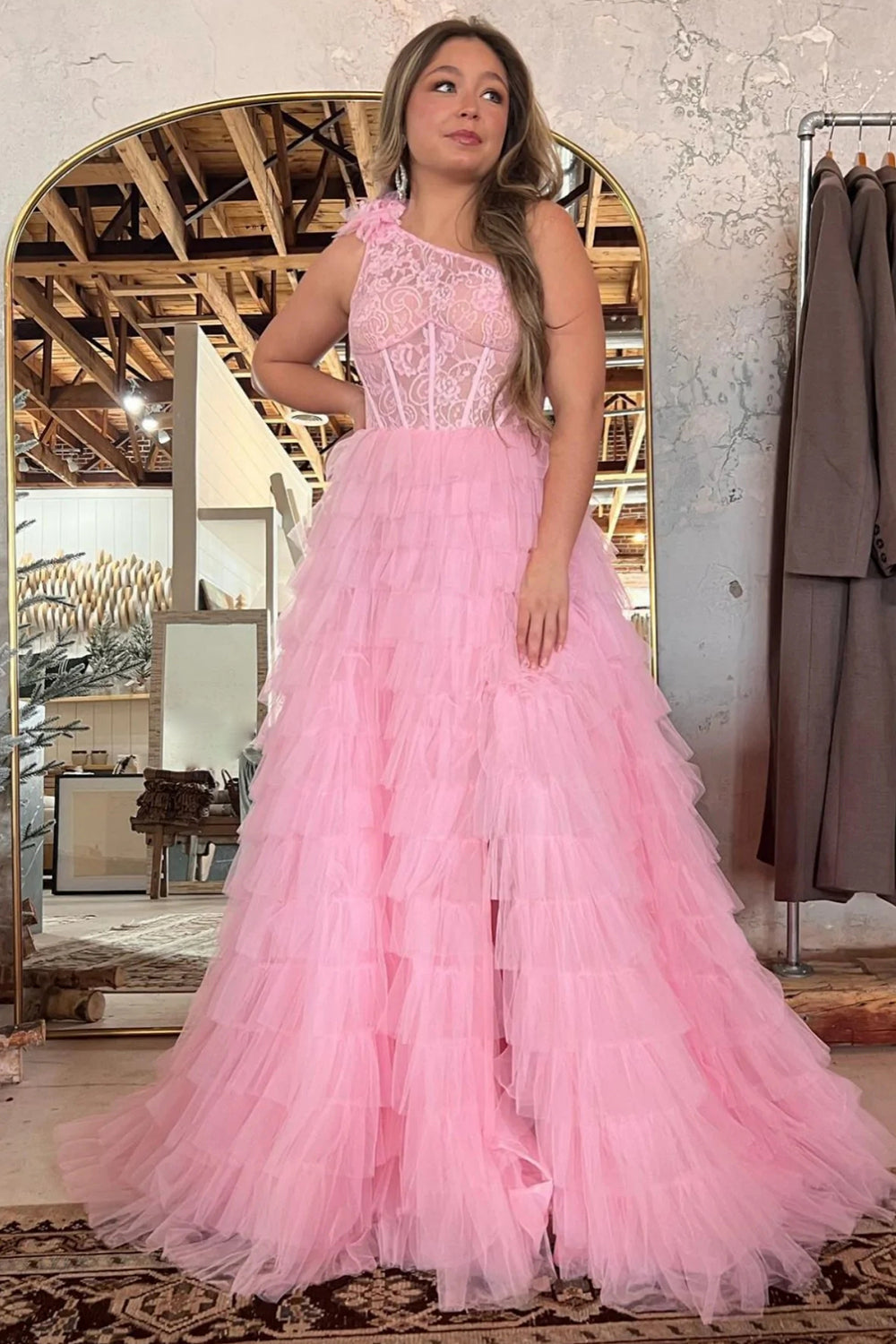 Kinsley | A Line One Shoulder Tiered Long Prom Dress - Prom Dress - DYAVOR®