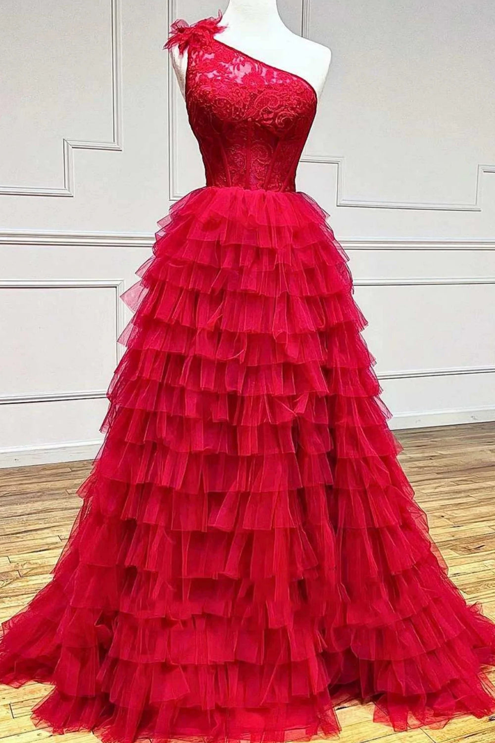 Kinsley | A Line One Shoulder Tiered Long Prom Dress - Prom Dress - DYAVOR®