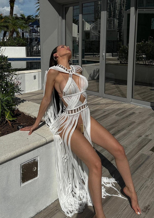 White Thread Maxi Dress -  - DYAVOR®