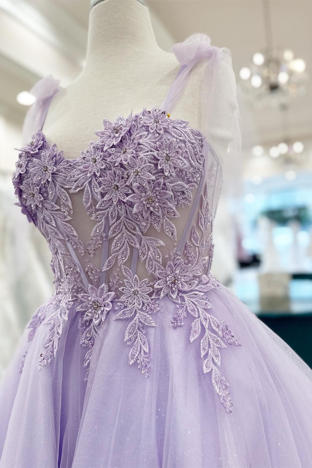 Sierra | Lavender Floral Appliques Sweetheart A-Line Short Homecoming Dress - Prom Dress - DYAVOR®