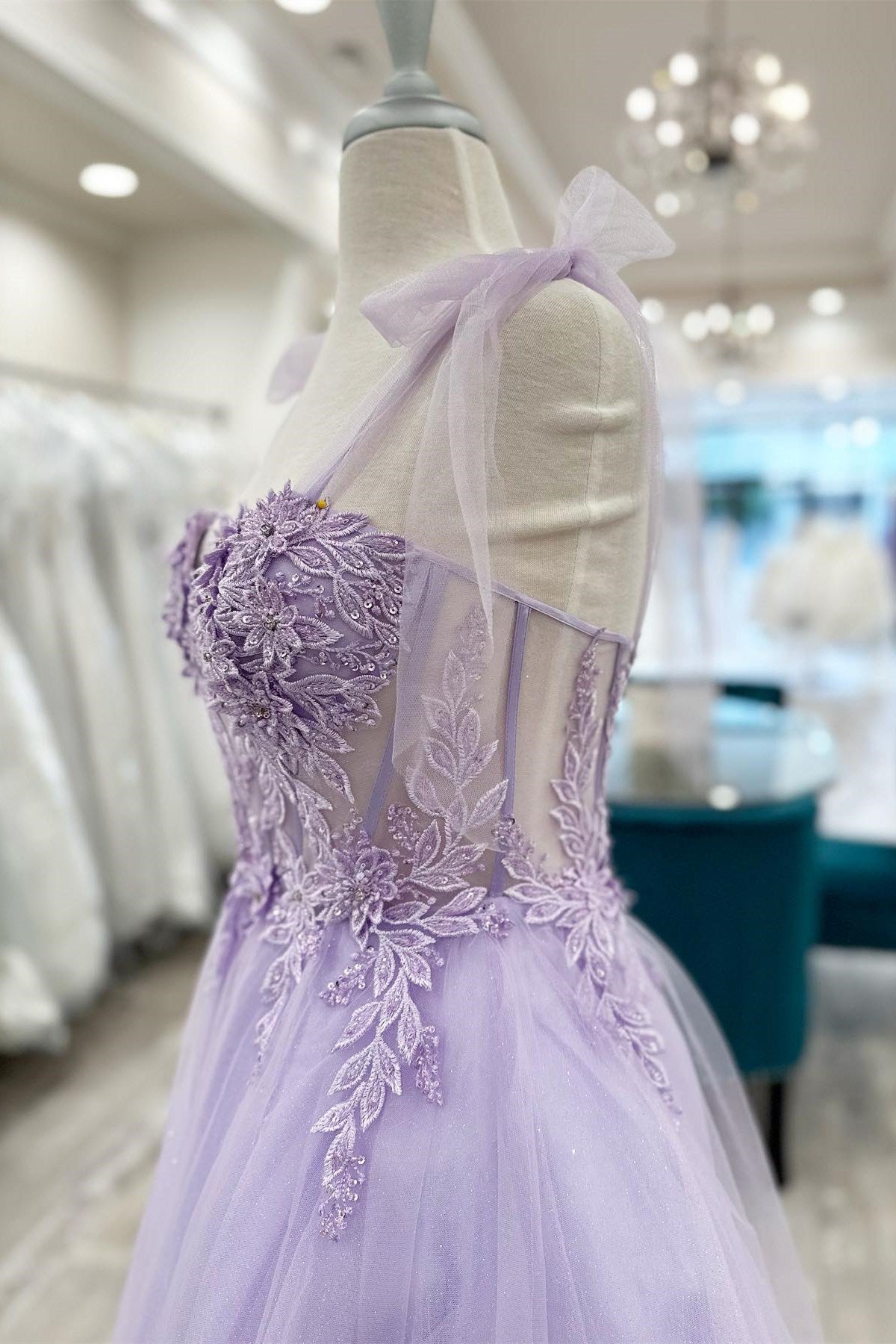 Sierra | Lavender Floral Appliques Sweetheart A-Line Short Homecoming Dress - Prom Dress - DYAVOR®