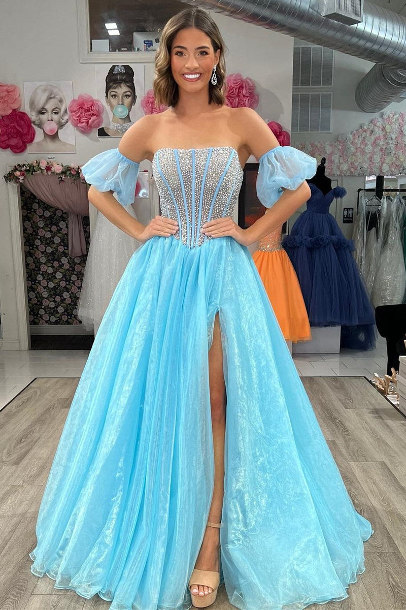 Brianna |A Line Strapless Blush Corset Organza Prom Dress - Prom Dress - DYAVOR®