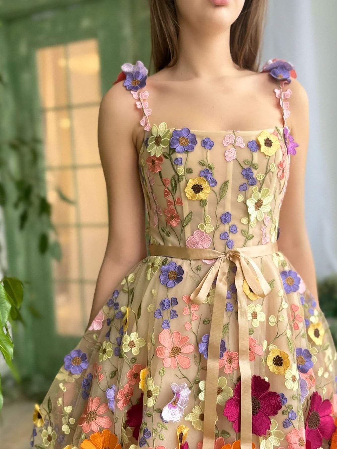 Sophie | A Line Floral Short Homecoming Dress With 3D Flowers - Homecoming Dress - DYAVOR®