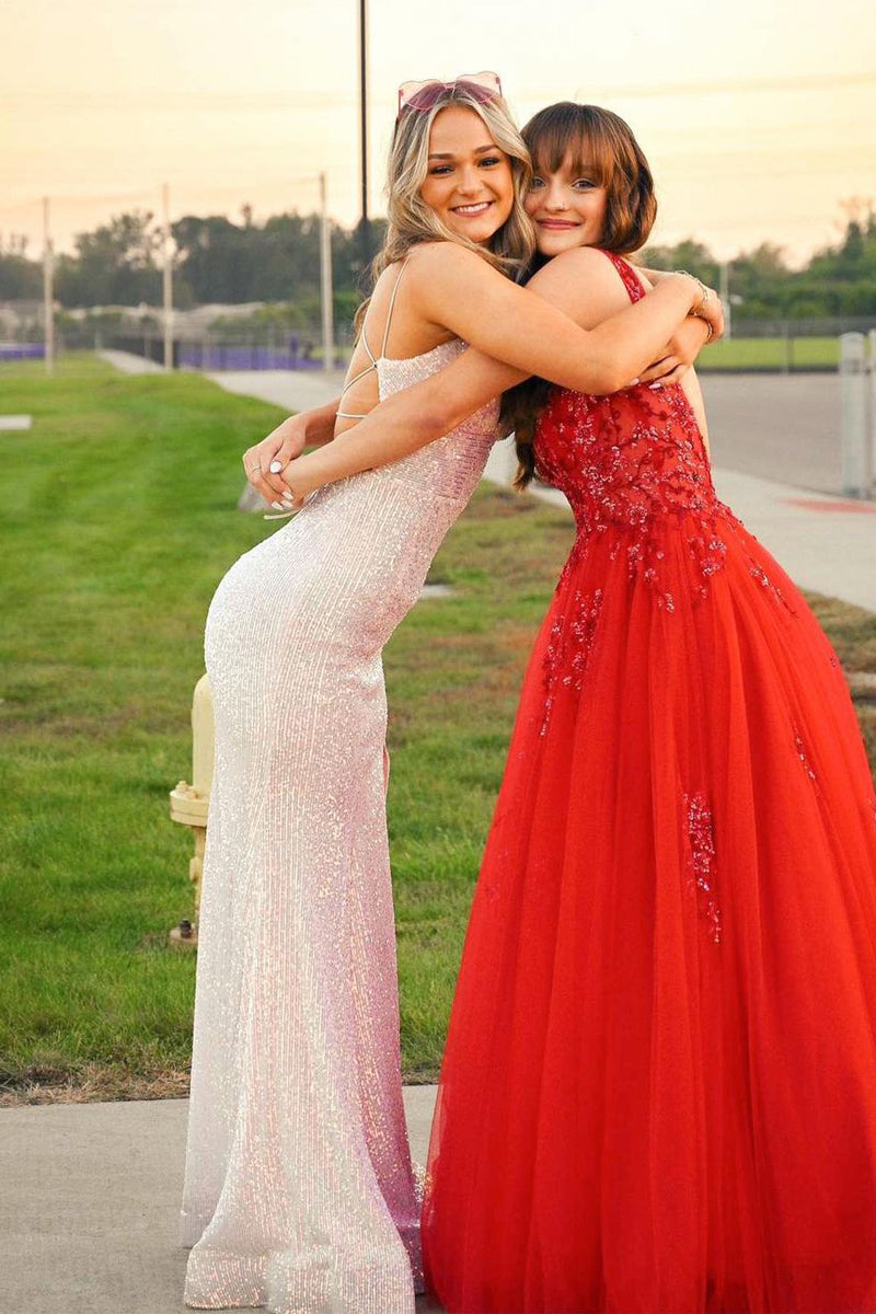 Rylee | White Sequin Sparkly Mermaid Prom Dress - Homecoming Dress - DYAVOR®