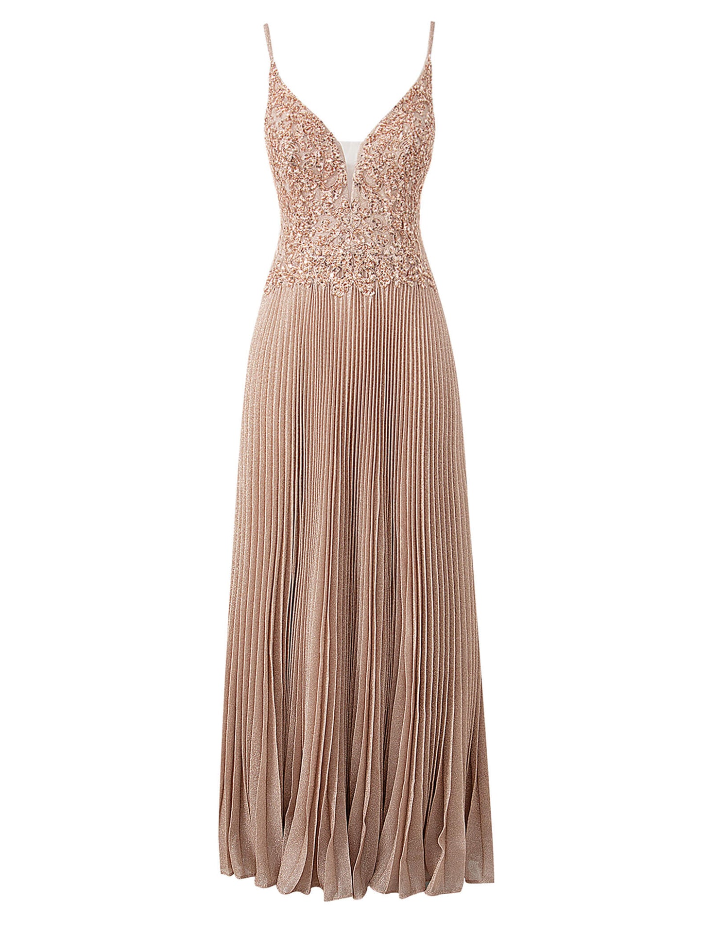 Elizabeth Rose Pink | A-line Floor Length Glitter Jersey Prom Dress with Appliques and Sequins - Prom Dresses - DYAVOR®