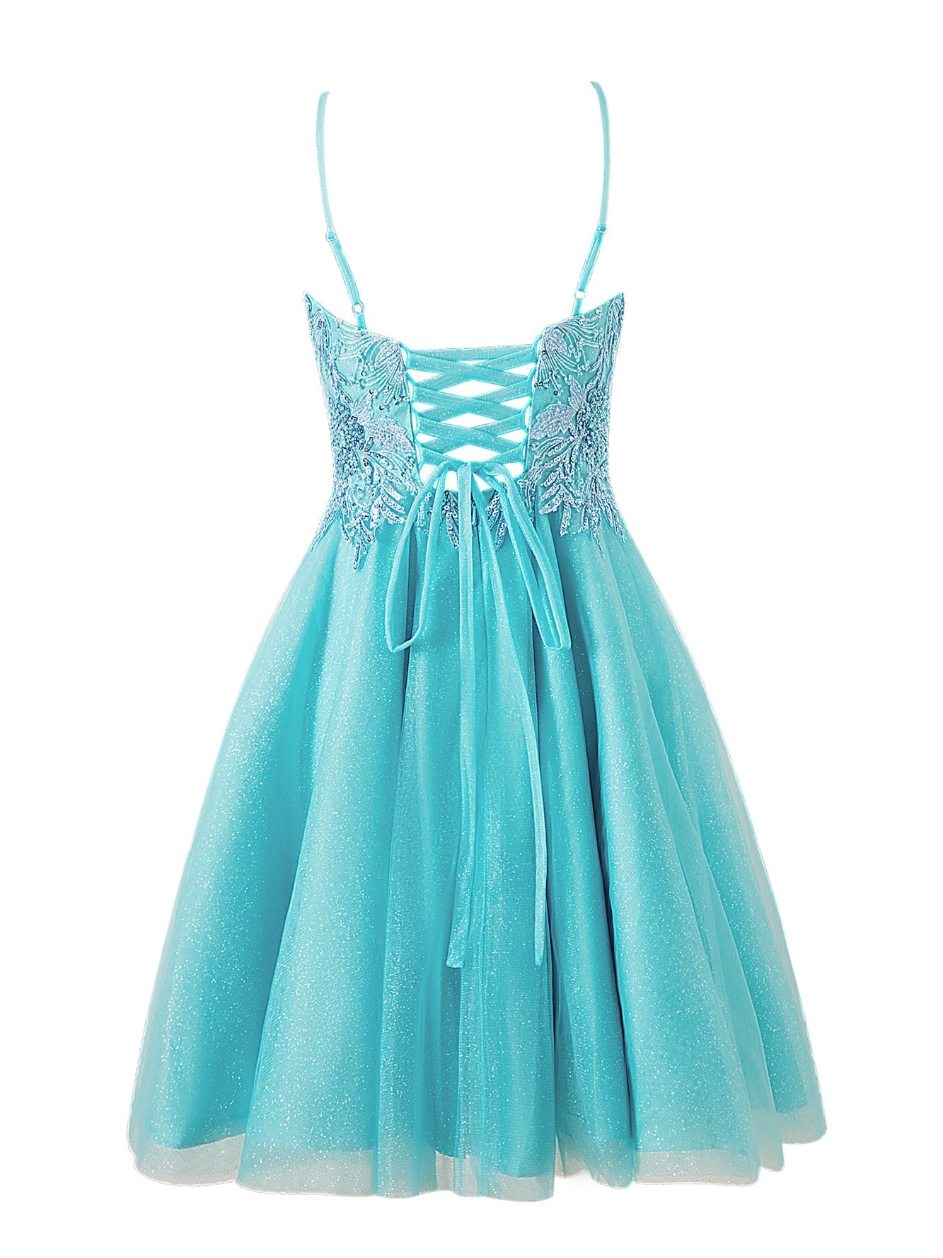 Sofia | A-line Short Spaghetti Strap Glitter Tulle Homecoming Dress - Cocktail Dress - DYAVOR®