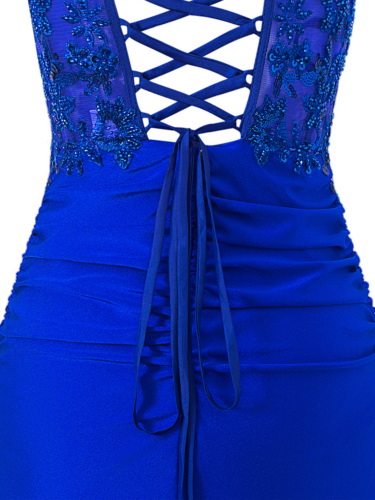Avery Royal Blue | Sheath Short Spaghetti Strap Jersey Homecoming Dress - Cocktail Dress - DYAVOR®