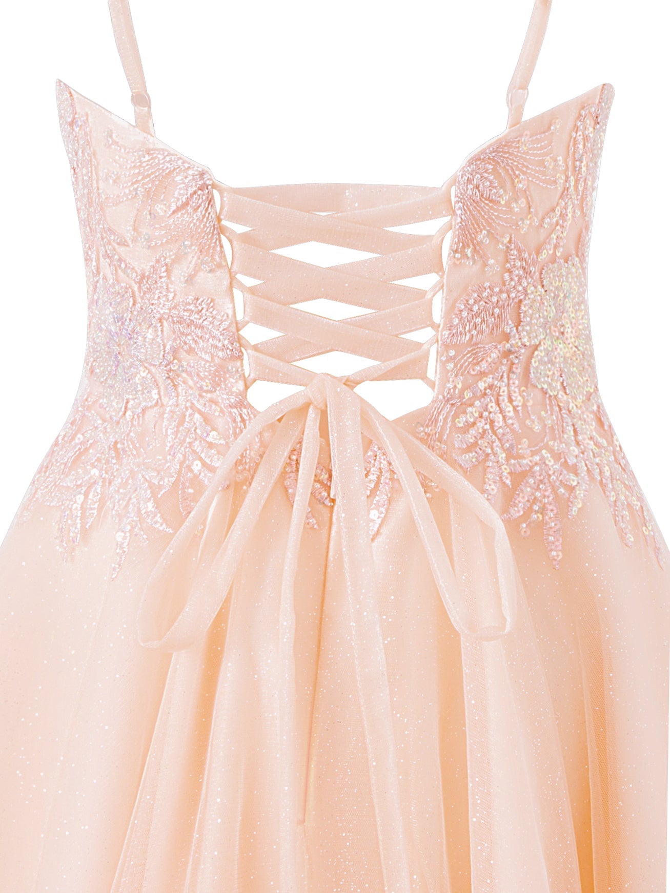 Grace | A-line Short Spaghetti Strap Glitter Tulle Homecoming Dress - Cocktail Dress - DYAVOR®