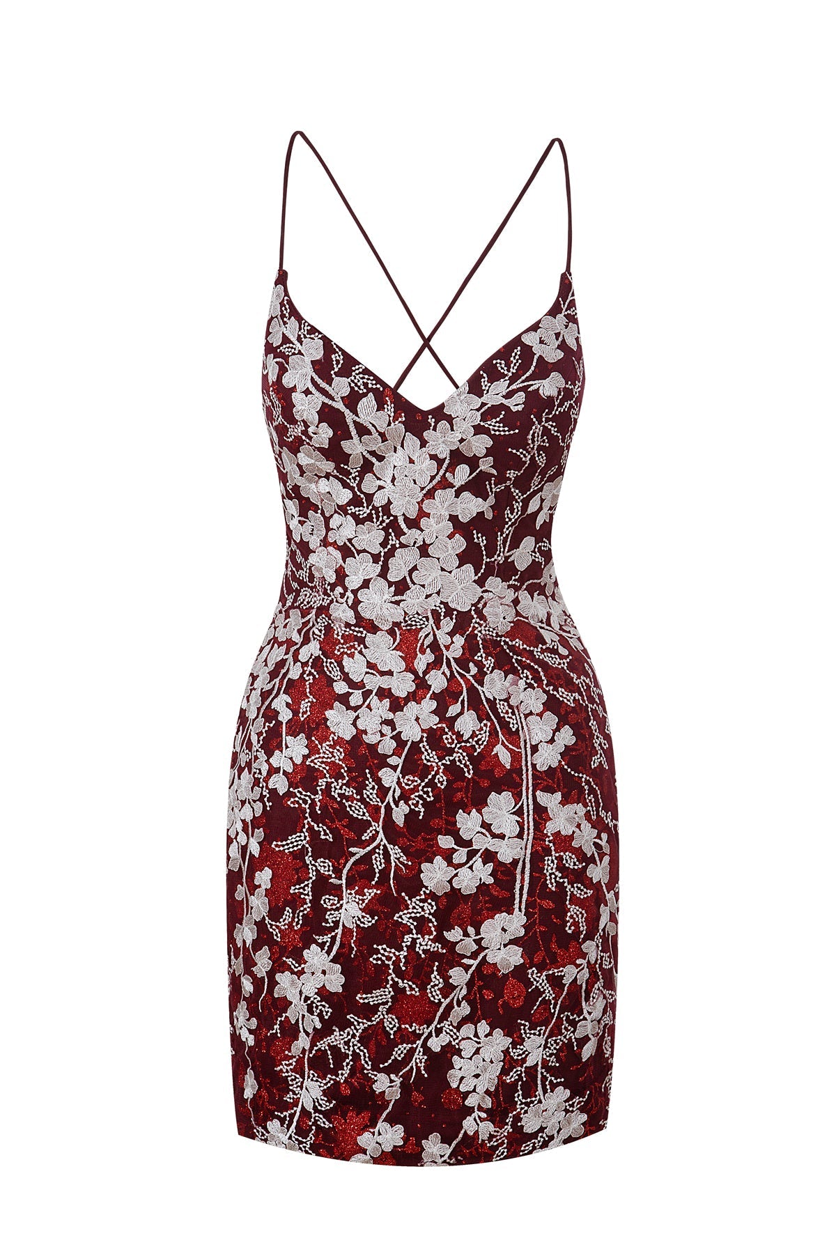 Savannah | Sheath Short Spaghetti Straps Lace Homecoming Dress - Cocktail Dress - DYAVOR®