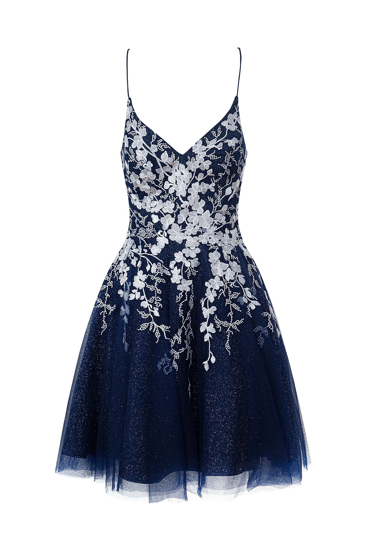 Bella | Aline Short Glitter Tulle Homecoming Dress with Appliques - Cocktail Dress - DYAVOR®