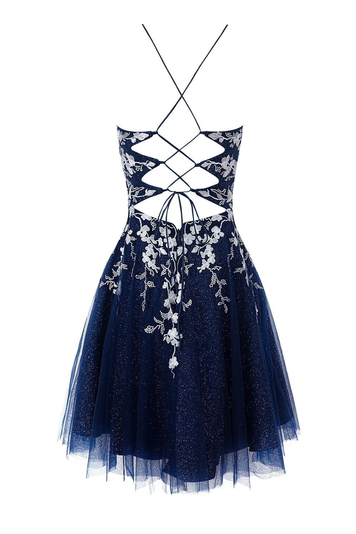 Bella | Aline Short Glitter Tulle Homecoming Dress with Appliques - Cocktail Dress - DYAVOR®