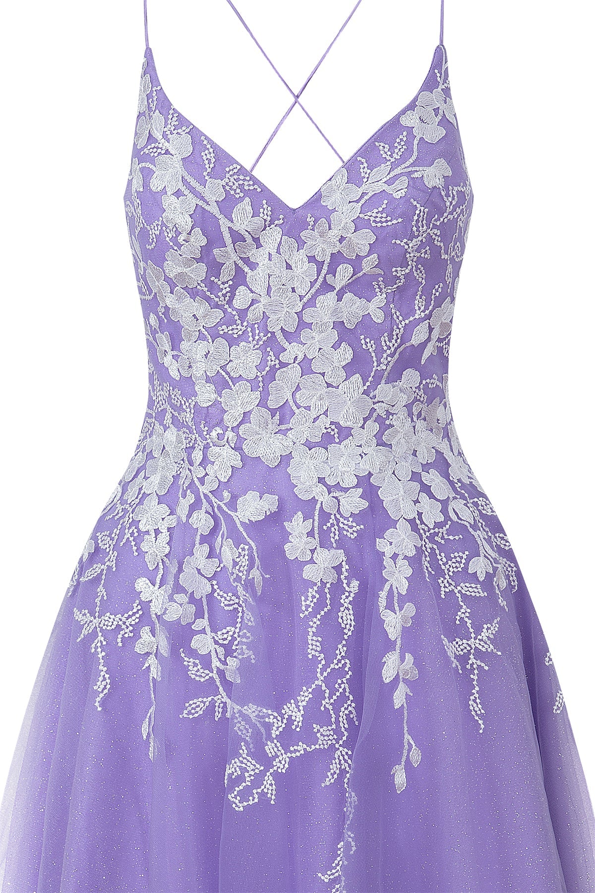 Bella | Aline Short Glitter Tulle Homecoming Dress with Appliques - Cocktail Dress - DYAVOR®