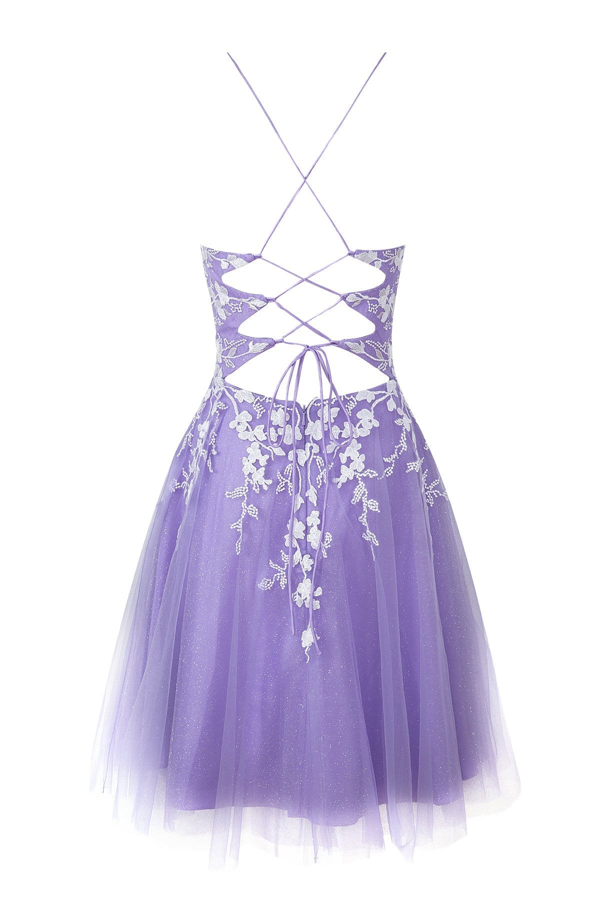 Bella | Aline Short Glitter Tulle Homecoming Dress with Appliques - Cocktail Dress - DYAVOR®