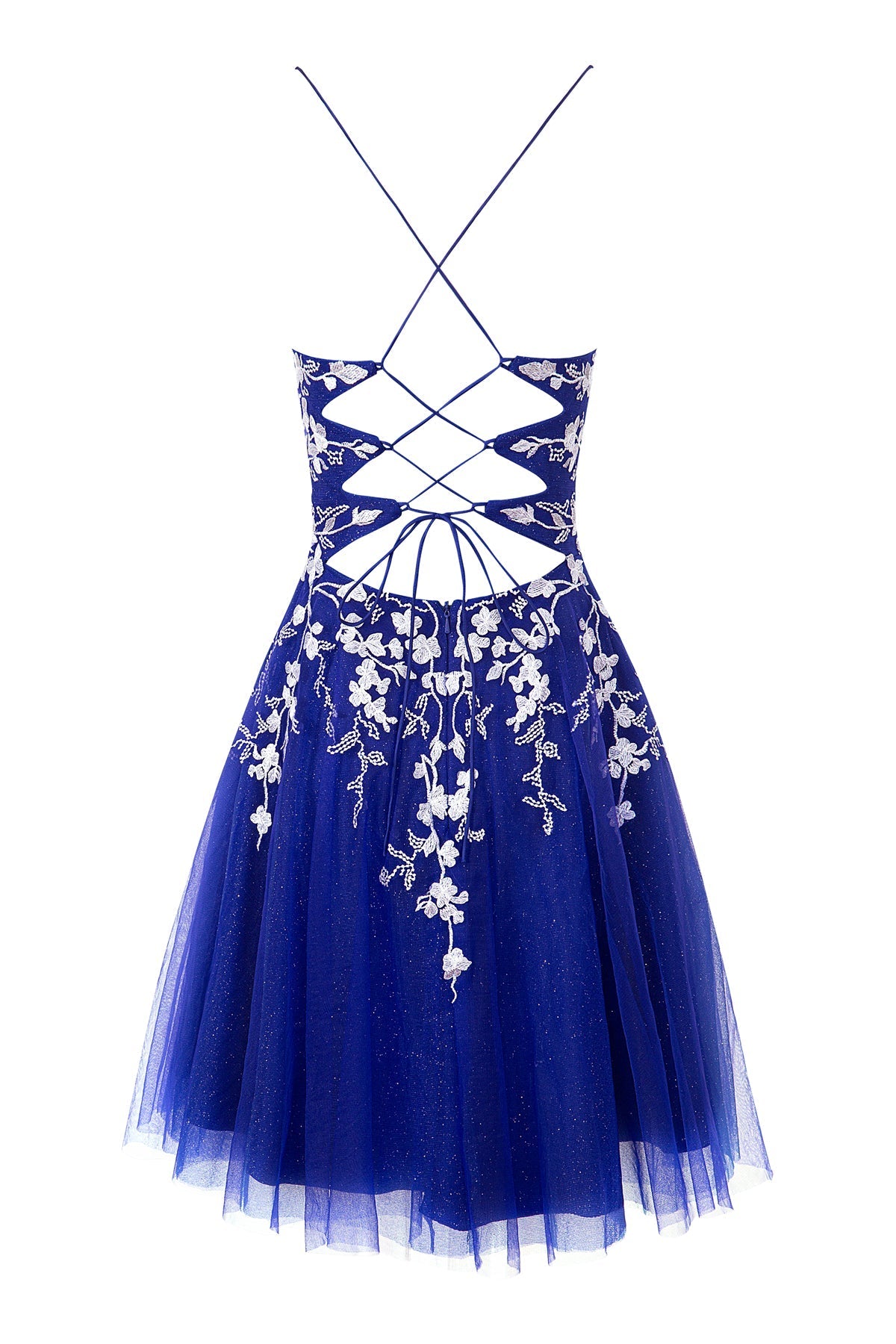 Bella | Aline Short Glitter Tulle Homecoming Dress with Appliques - Cocktail Dress - DYAVOR®