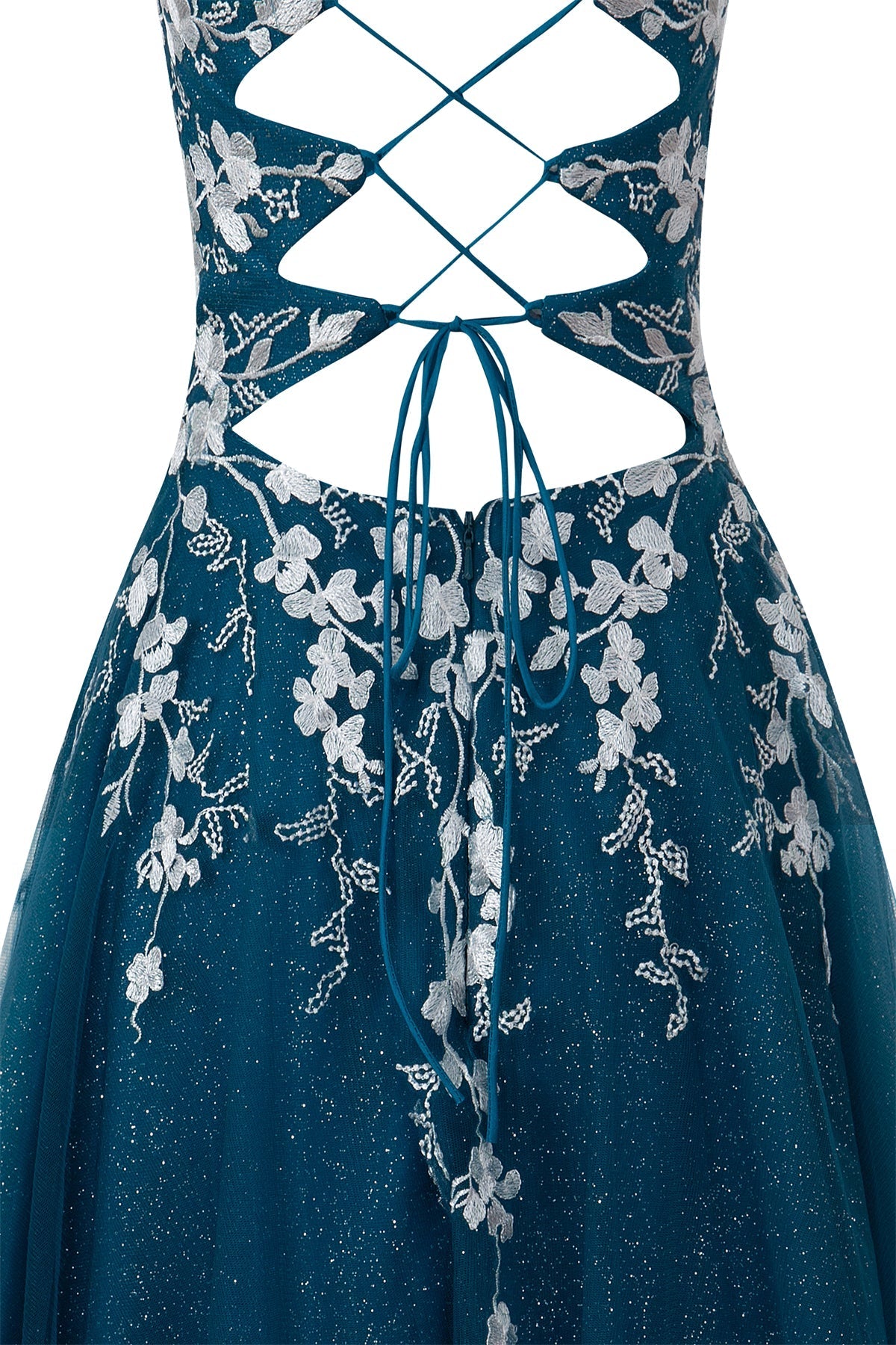 Bella | Aline Short Glitter Tulle Homecoming Dress with Appliques - Cocktail Dress - DYAVOR®