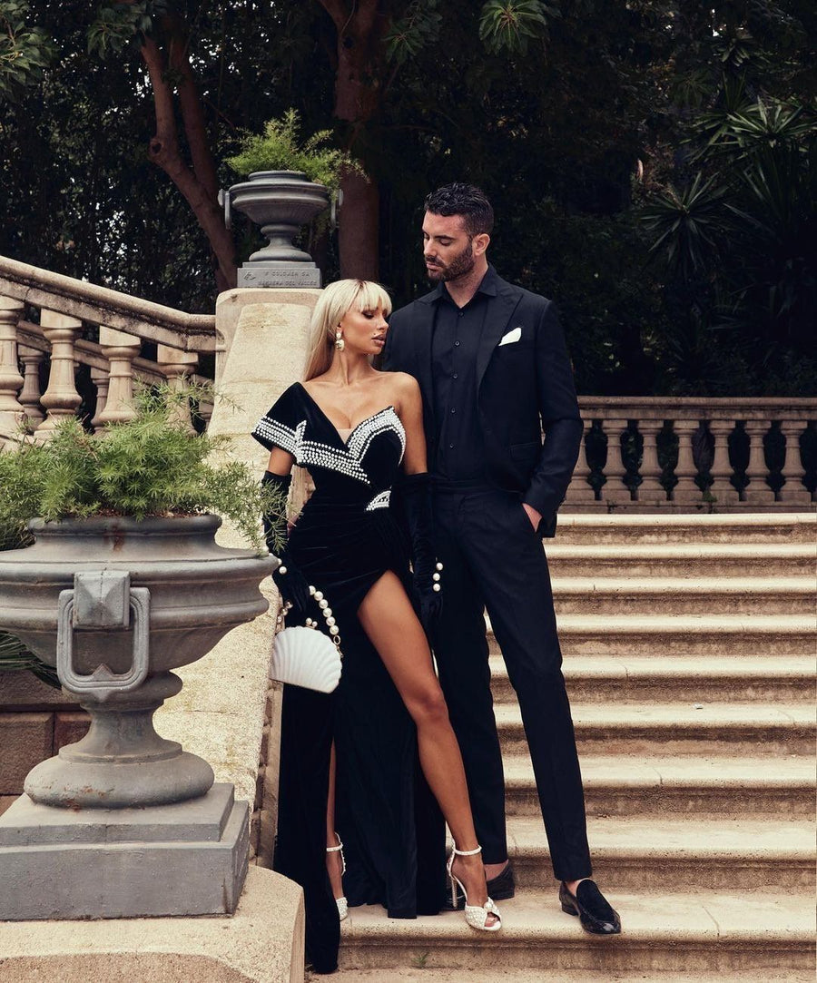 Black One Shoulder Maxi Dress with Slit - - DYAVOR®