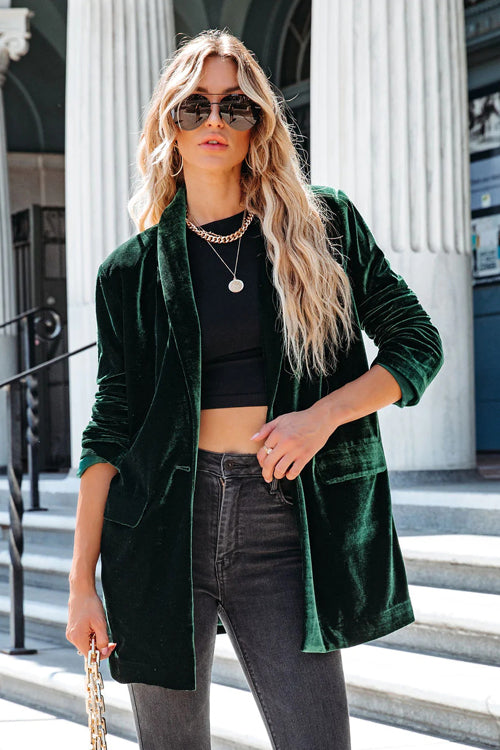Officially Impressive Velvet Long Sleeve Blazer - 7 Colors - Top - DYAVOR®