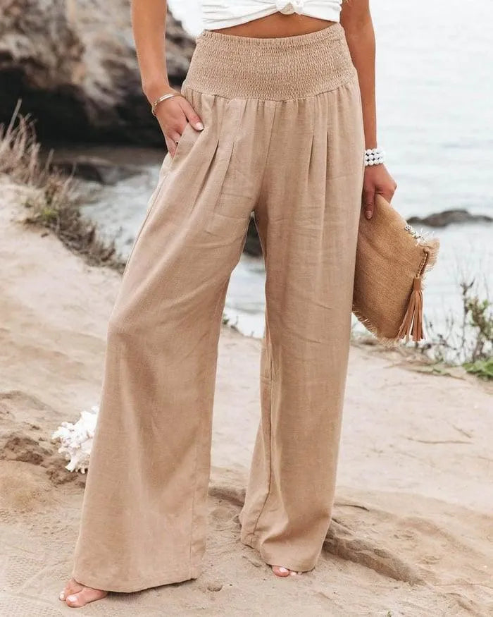Casual Wide Trousers - Cotton-Linen Blend - Lightweight and Breathable - Perfect for Summer Outings - 05/112024 1 - DYAVOR®