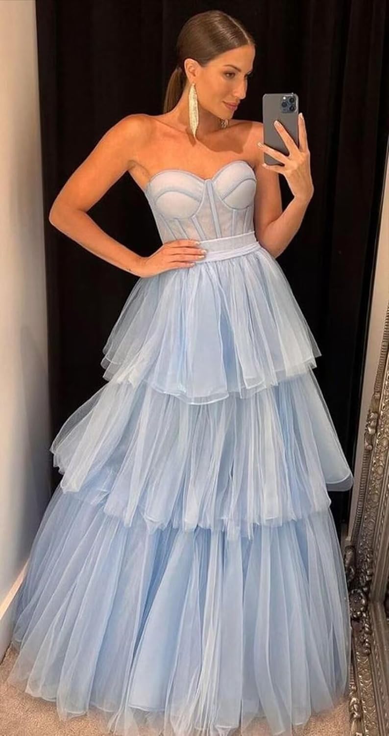 Kaylee |A-line Tiered Ruffled Long Tulle Prom Dress - Prom Dress - DYAVOR®